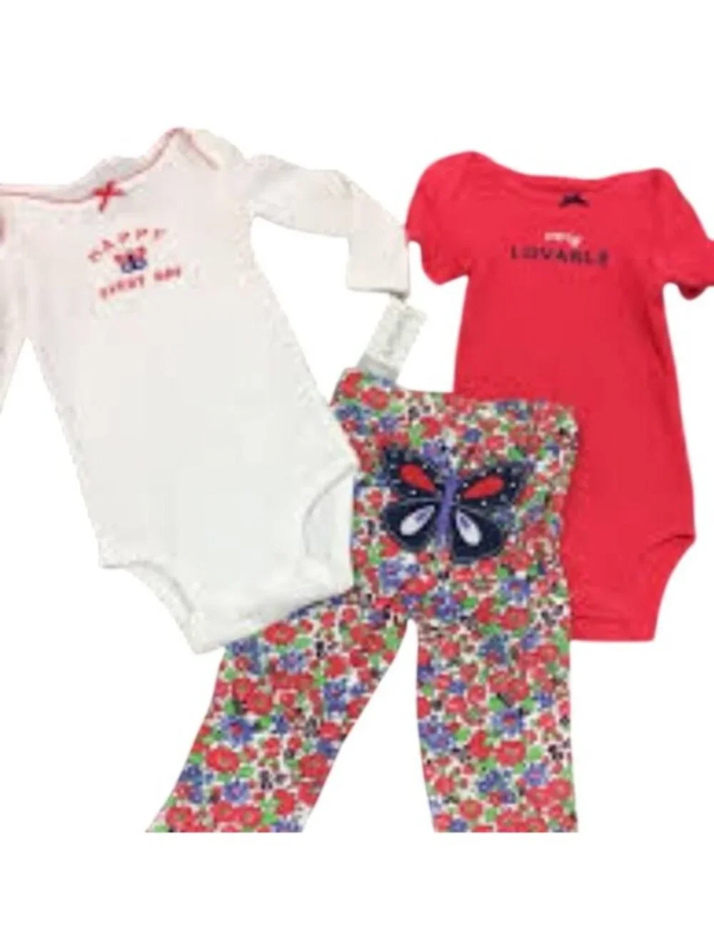 Carter's Girls' 3-pc Little Character Set Butterfly Bodysuits/floral Pant, 3m